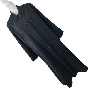 JONES NEW YORK! DRAPEY, DRAMATIC RICH BLACK MICROFIBER FULL LENGTH COAT! SZ 14